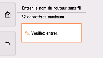 Écran Entrer le nom du routeur sans fil