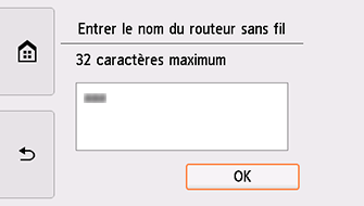 Écran de confirmation du nom du routeur sans fil