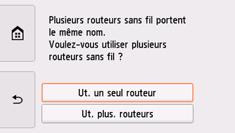 Écran Sélectionner un routeur sans fil : sélectionnez Ut. un seul routeur