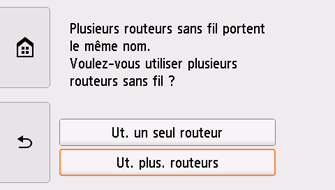 Écran Sélectionner un routeur sans fil : sélectionnez Ut. plus. routeurs