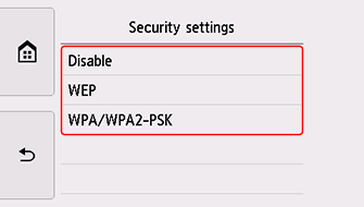 Tela Configurações de segurança