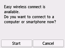 Easy wireless connect screen: Do you want to connect to a computer or smartphone now.