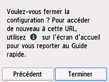 Terminer la configuration