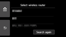 Wireless router selection screen