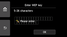 WEP key entry screen