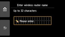 Wireless router name entry screen