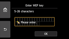 WEP key entry screen