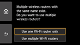 Wireless router selection screen: Select Use one Wi-Fi router only