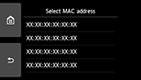 Mac address selection screen