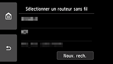 Écran de sélection du routeur sans fil