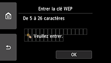 Ecran de saisie de la clé WEP