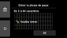 Ecran de saisie de la phrase de passe