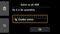 Ecran de saisie de la clé WEP