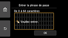 Ecran de saisie de la phrase de passe