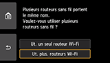 Écran de sélection du routeur sans fil&nbsp;: Sélectionnez Ut. plus. routeurs Wi-Fi