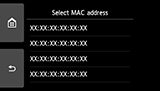 Mac adresi seçim ekranı