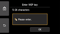 شاشة إدخال مفتاح WEP