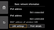 Bildschirm "Allg. Netzwerkinformationen": "LAN-Einstellungen" auswählen