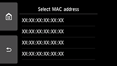 Mac address selection screen