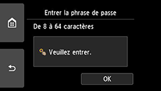 Écran de saisie de la phrase de passe