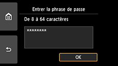 Écran de confirmation de la phrase de passe