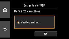 Écran de saisie de la clé WEP