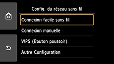 Écran Autre Configuration&nbsp;: Sélectionnez Connexion facile sans fil