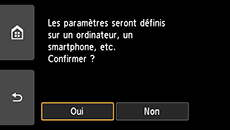 Écran Connexion facile sans fil&nbsp;: Les paramètres seront définis sur un ordinateur ou un smartphone, etc.