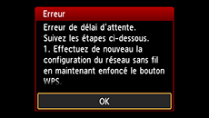 Écran d'erreur&nbsp;: Erreur de délai d'attente.