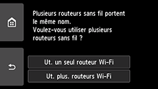 Écran de sélection du routeur sans fil : Plusieurs routeurs sans fil portent le même nom.