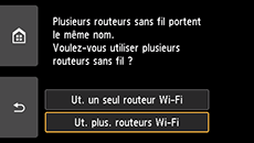 Écran de sélection du routeur sans fil : Sélectionnez Ut. plus. routeurs Wi-Fi