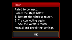 Schermata di errore: Connessione non riuscita.