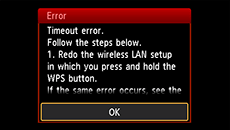 Schermata di errore: Errore di timeout.