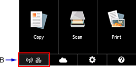 Ekranas PRADŽIA: pasirinkite Tinklo būsena
