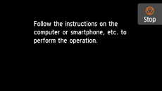 Scherm Eenv. draadloos verbinden: Volg de instructies op de computer of smartphone enz. om de bewerking uit te voeren.