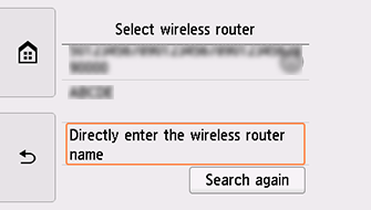 شاشة Select wireless router: تحديد Directly enter the wireless router name