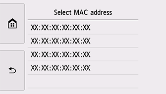Obrazovka Vybrat adresu MAC