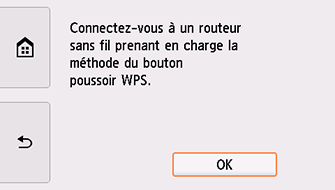 Écran WPS (Bouton pouss.)&nbsp;: sélectionnez OK