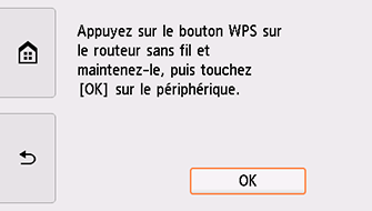 Écran WPS (Bouton pouss.)&nbsp;: sélectionnez OK
