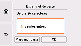 Écran Entrer mot de passe