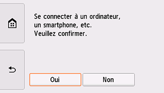 Écran Connexion facile sans fil&nbsp;: sélectionnez Oui