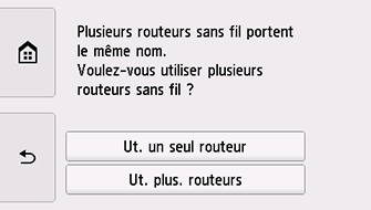 Écran Sélectionner un routeur sans fil&nbsp;: Plusieurs routeurs sans fil portent le même nom.