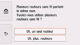 Écran Sélectionner un routeur sans fil&nbsp;: sélectionnez Ut. un seul routeur