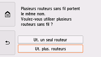 Écran Sélectionner un routeur sans fil&nbsp;: sélectionnez Ut. plus. routeurs