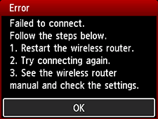 Schermata di errore: Connessione non riuscita.