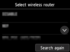 Select wireless router screen