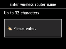 Enter wireless router name screen
