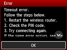 Error screen: Timeout error.