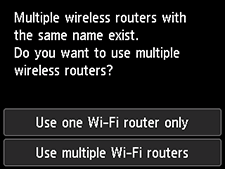 Select wireless router screen: Multiple wireless routers with the same name exist.