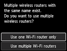 Select wireless router screen: Select Use one Wi-Fi router only